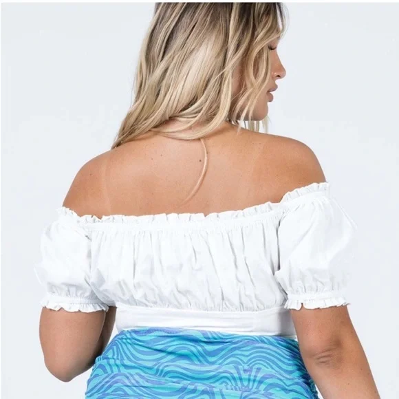 NWT Princess Polly Ashlin Top White Size 6 Croped Off The Shoulder - Picture 4 of 12